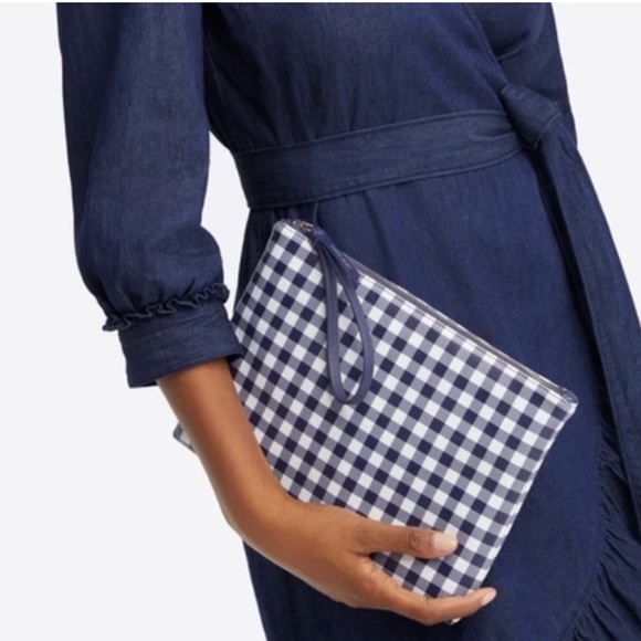Draper James Handbags - DRAPER JAMES by Reese Witherspoon pouch in gingham blue and white